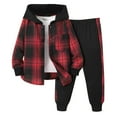 thumbnail image 1 of Lmnyox Toddler Girls Boys 2 Piece Athletic Outfits Plaid Button Down Hoodie Sweatshirt and Sweatpants Set Kid's Tracksuit, 1 of 7