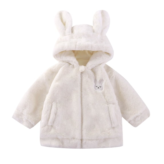 Lmnyox Toddler Kid's Fleece Jackets Winter Thermal Zip Up Long Sleeve Coats Cute Hooded Outerwears with Pockets