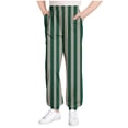thumbnail image 1 of Lmnyox Toddler Kid's Pants Fashion Striped Loose Elastic Waist Cuffed Trousers Teen Lightweight Workout Pants, 1 of 6