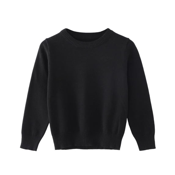 Lmnyox Toddler Kids Crew Neck Sweater Tops Solid Cute Long Sleeve Knit Shirts Fall Winter Casual Sweaters