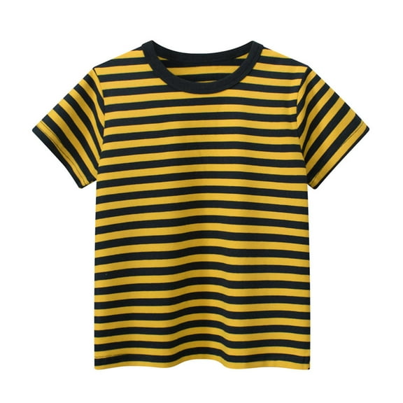 Lmnyox Toddler Kids Striped Cotton Shirt Classic Basic Short Sleeve Crew Neck Summer Tee Shirts Casual Tops