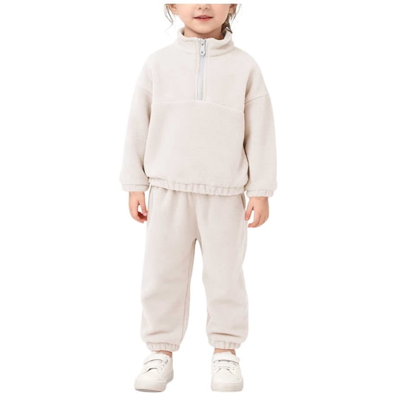 Lmnyox Toddler kid's Sweatsuit 2 Pieces Warm Fleece Pullover and Sweatpants Clothing Sets for 0-7 Years