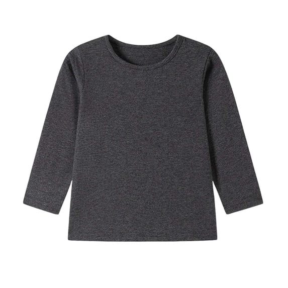 Lmnyox Tops for Kids Lightweight Solid Color Long Sleeve Crew Neck Pullover Casual Classic Sports Blouses