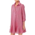 thumbnail image 1 of Lmnyox Tunic Shirt Dress for Women Long Sleeve Short Dress Button Up Ruffle Flowy Casual Dress, 1 of 5
