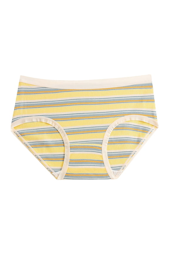 Underwear for Women Striped Cotton Briefs Comfortable Ribbed Briefs Ladies Full Coverage Panties