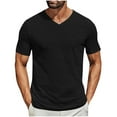 thumbnail image 1 of Lmnyox V Neck Casual T Shirt for Men Solid Color Classic Fashion Short Sleeve Tees Tops Summer Basic Pullover Shirt, 1 of 6