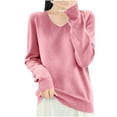 thumbnail image 1 of Lmnyox V Neck Sweaters for Women Casual Basic Long Sleeve Pullover Sweater Fall Fashion Solid Color Knit Tops, 1 of 5