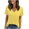 thumbnail image 1 of Lmnyox V Neck T Shirt Women's Basic Solid Color Short Sleeve Tee Shirt Casual Loose Summer Tops Clothes, 1 of 7