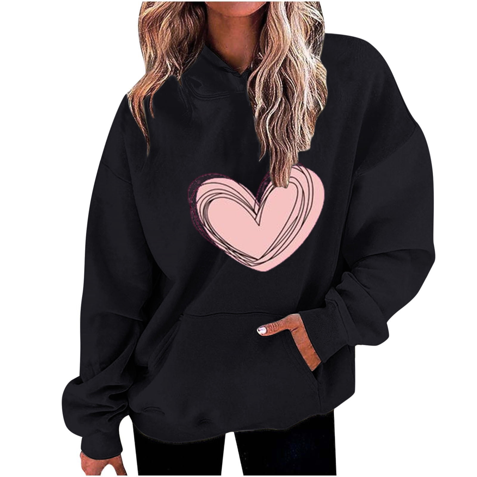 トップス Lumignon original Valentine checkbustier Lmnyox Valentine's Day Hoodies for Women Cute Heart Graphic Long