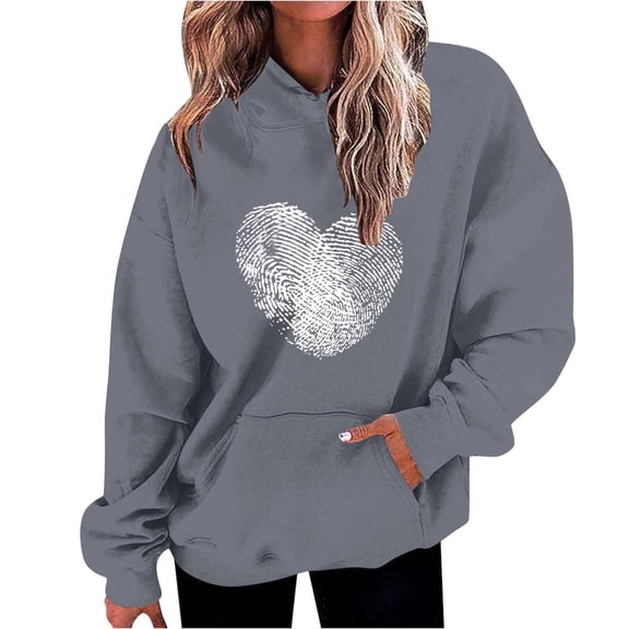 Lmnyox Valentine's Sweatshirts for Women Oversized Fashion Heart Graphic Hoodies Spring Holiday Gift Pullover Tops