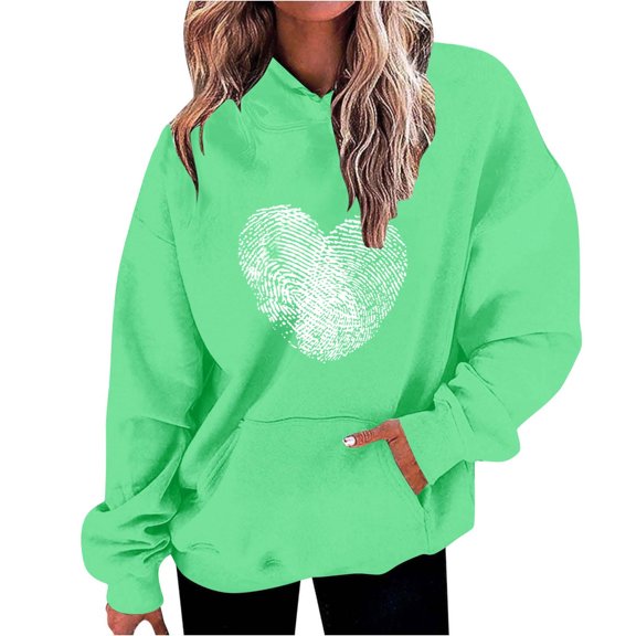 Lmnyox Valentine's Sweatshirts for Women Oversized Fashion Heart Graphic Hoodies Spring Holiday Gift Pullover Tops