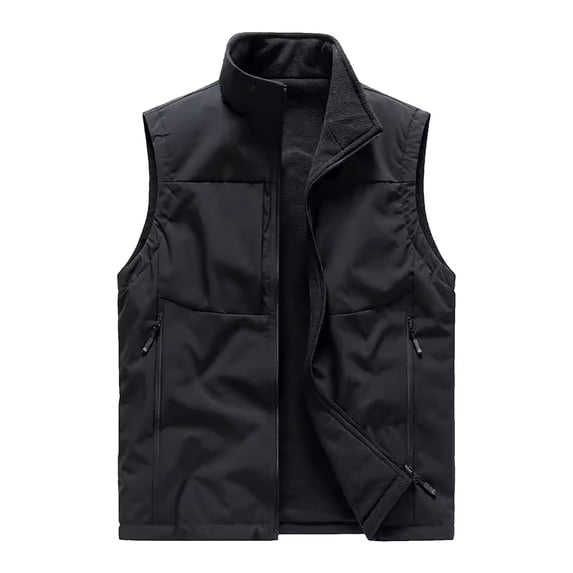 Lmnyox Vests for Men Thermal Solid Color Sleeveless Sherpa Lined Jackets Fall Winter Casual Coats with Pockets