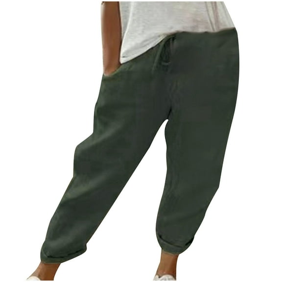 Lmnyox Wide Leg Capris for Women Elastic High Waist Crop Pants with Pocket Summer Lightweight Lounge Pants