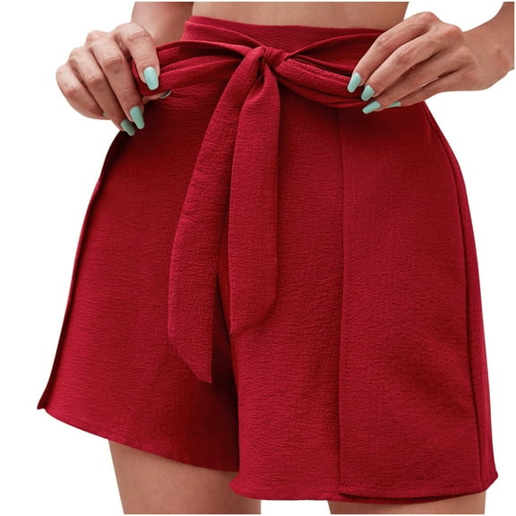 Lmnyox Wide Leg Casual Shorts for Women Loose High Waist Shorts with Belted Summer Fashion Short Pants