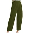 thumbnail image 1 of Lmnyox Wide Leg Cotton Linen Pants for Women Elastic High Waist Flowy Trousers with Pocket Summer Lightweight Pants, 1 of 5