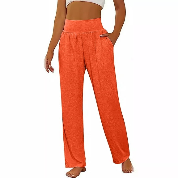 Lmnyox Wide Leg Joggers for Women Soft Stretchy High Waist Workout Lounge Pants with Pocket Athletic Trousers