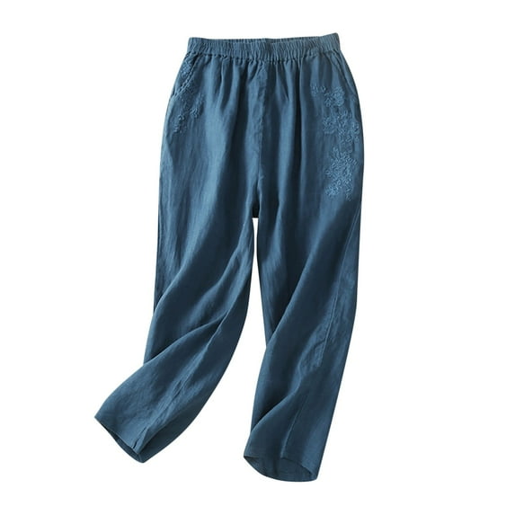 Lmnyox Wide Leg Pants for Women Casual Elastic Waist Trousers with Pocket Summer Lightweight Lounge Pants