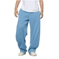 thumbnail image 1 of Lmnyox Wide Leg Sweatpants for Boys Casual Baggy Sports Trousers Plain Elastic Waist Joggers with Pockets, 1 of 6