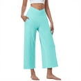 thumbnail image 1 of Lmnyox Wide Leg Yoga Pants for Women Loose Stretchy Elastic Waist Ankle Length Workout Sport Trousers with Pocket, 1 of 8
