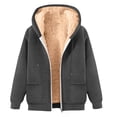thumbnail image 1 of Lmnyox Winter Fleece Jacket Thermal Full Zip Up Drawstring Hoodies Solid Thick Warm Hooded Sweatshirt Coat, 1 of 3