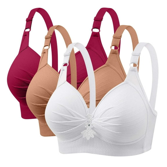 Lmnyox Wireless Bras for Women No Underwire Push Up Bra Breathable Full Coverage Bralettes Adjustable Strap 3 Pack