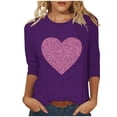 thumbnail image 1 of Lmnyox Women's 3/4 Sleeve T Shirt for Women Valentine's Day Heart Graphic Shirts Crew Neck Casual Tees Tops, 1 of 4