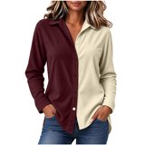 Maintenance Color Work Lmnyox Women's Blouses Button Down Collared Long Sleeve Corduroy Shirts ...