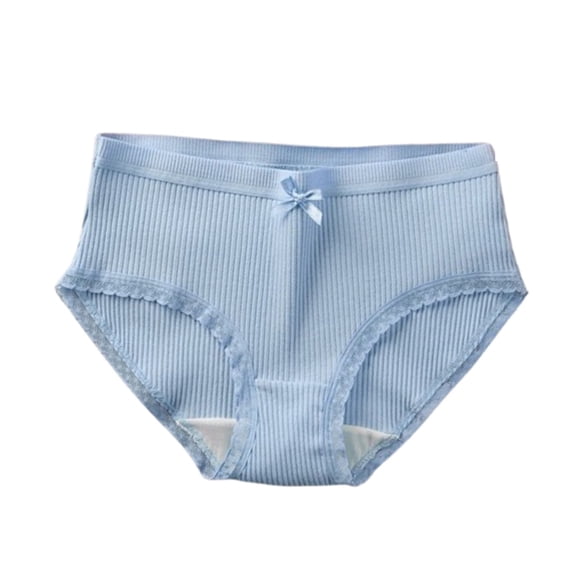 Lmnyox Women's Breathable Underwear Soft Stretchy Lace Trim Briefs Comfortable Cute Ribbed Panties for Women