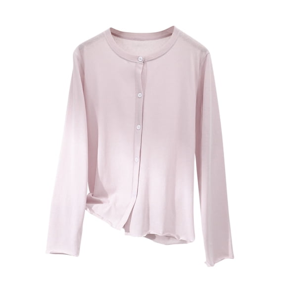 Lmnyox Women's Cardigan Button Down Long Sleeve Crew Neck Solid Sweater Lightweight Casual Sweater Cardigan