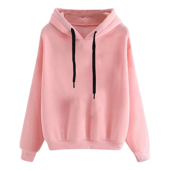 Lmnyox Women's Casual Hoodies Basic Solid Color Long Sleeve Drawstring Sweatshirts Fall Winter Hooded Pullover