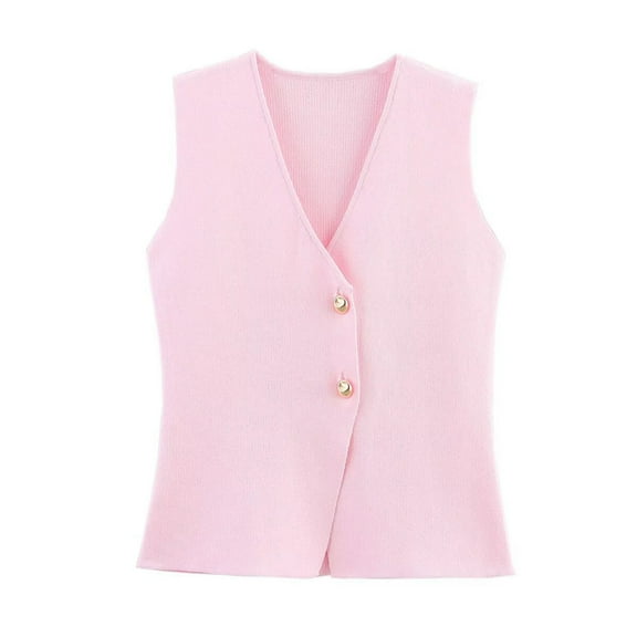 Lmnyox Women's Casual Vest Solid Button Down V Neck Cotton Vest Lightweight Sleeveless Fall Vest Jacket