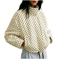 thumbnail image 1 of Lmnyox Women's Coats Loose Polka Dots Zip Up Stand Collar Jackets Fall Winter Outerwears with Pockets, 1 of 8
