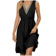 thumbnail image 1 of Lmnyox Women's Cocktail Midi Dress Elegant Sleeveless V Neck Dress High Waist Party Club Dress, 1 of 5