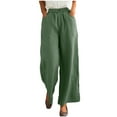 thumbnail image 1 of Lmnyox Women's Cotton Linen Lounge Pants Flowy Wide Leg Palazzo Pants Elastic Waist Casual Vacation Trousers with Pocket, 1 of 7