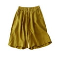 thumbnail image 1 of Lmnyox Women's Cotton Linen Shorts Wide Leg Elastic Waist Short Pants with Pocket Summer Loose Lounge Clothes, 1 of 7