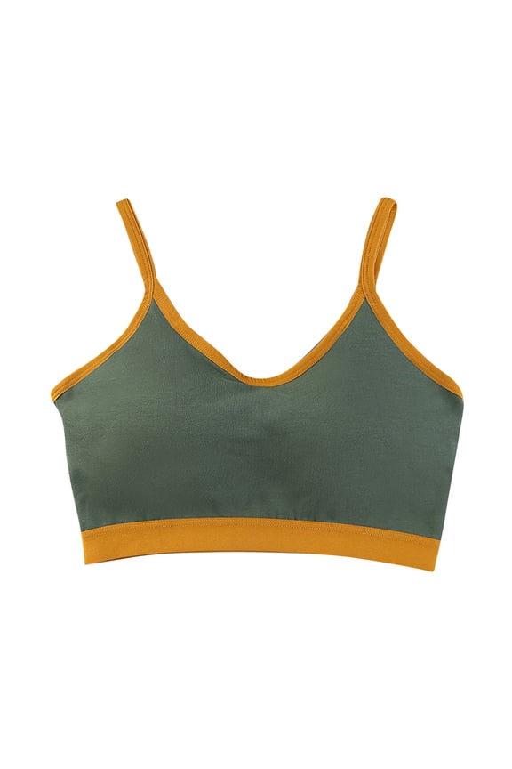 Women's Cotton Wireless Bra Spaghetti Strap Sport Bralettes with Padded Comfortable Seamless Bras