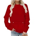 thumbnail image 1 of Lmnyox Women's Crew Neck Pullover Shirts Casual Solid Long Sleeve Athletic Sweatshirt Tops with Pocket, 1 of 5