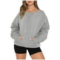 thumbnail image 1 of Lmnyox Women's Crew Neck Pullover with Pocket Soft Casual Long Sleeve Sweatshirts Fall Loose Basic Clothes, 1 of 5