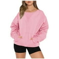thumbnail image 1 of Lmnyox Women's Crew Neck Pullover with Pocket Soft Casual Long Sleeve Sweatshirts Fall Loose Basic Clothes, 1 of 5