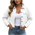 thumbnail image 1 of Lmnyox Women's Crop Jackets Textured Button Down Collared Coats Loose Solid Color Jackets with Pockets, 1 of 9