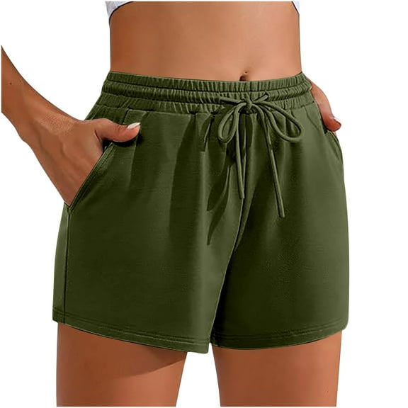 Lmnyox Women's Drawstring Short Wide Leg Elastic Waist Short Pants with Pocket Summer Casual Pajama Shorts