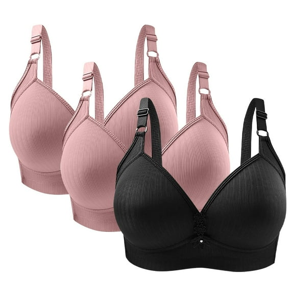 Lmnyox Women's Everyday Bras Soft Comfortable Full Coverage Bra Wireless Push Up Bralettes for Women 3 Pack