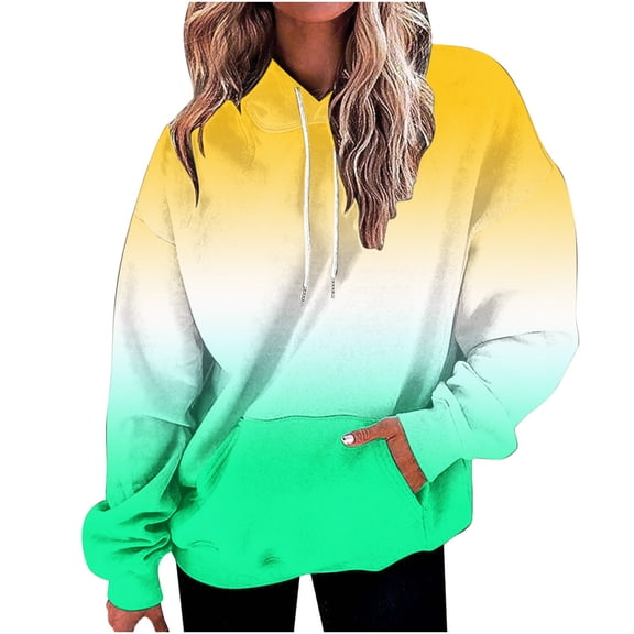 Lmnyox Women's Fashion Print Hoodies Oversized Long Sleeve Drawstring Sweatshirts Casual Pullover with Pocket
