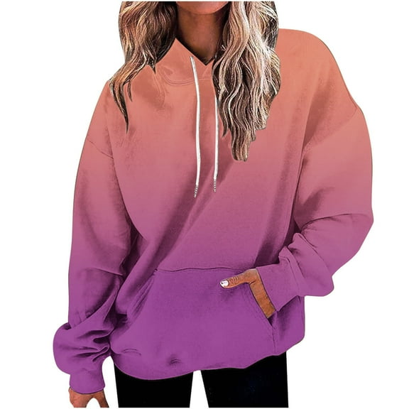 Lmnyox Women's Fashion Print Hoodies Oversized Long Sleeve Drawstring Sweatshirts Casual Pullover with Pocket