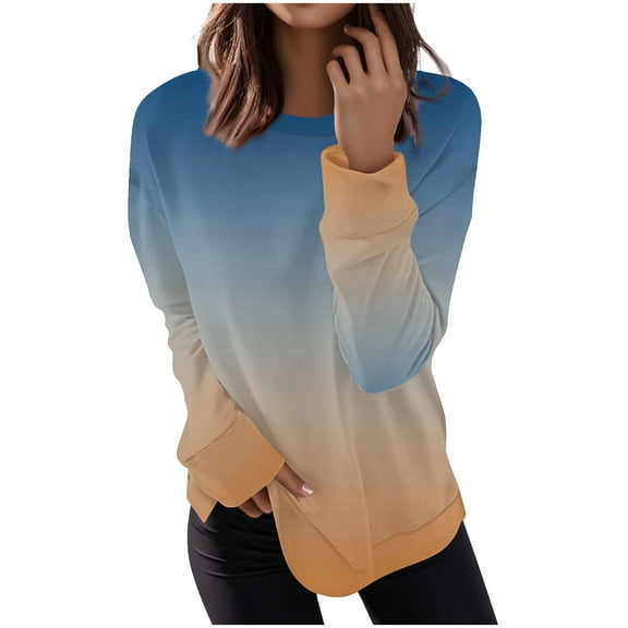 Lmnyox Women's Fashion Pullover Tops Long Sleeve Crew Neck Casual Trendy Sweatshirts Fall Shirts Outfits