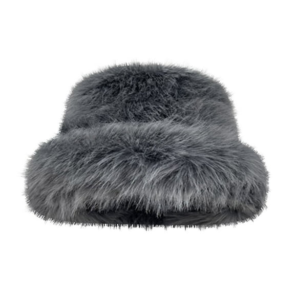 Lmnyox Women's Fuzzy Bucket Hat Winter Warmth Fleece Fisherman Hat Cold Weather Thicken Bucket Cap for Women