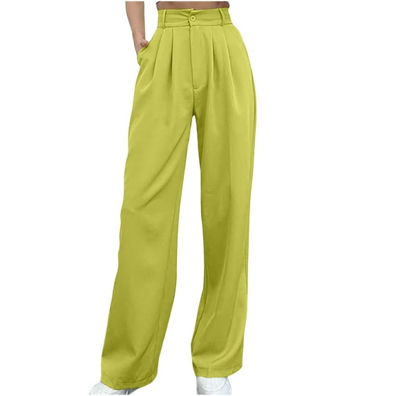 Lmnyox Women's High Waist Work Pants with Pocket Lightweight Straight Leg Lounge Pants Dressy Casual Trousers