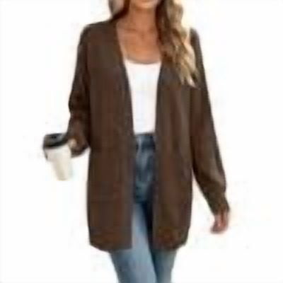 Lmnyox Women's Long Sleeve Cardigan Plain Open Front Cardigan Sweaters Casual Knit Cardigan with Pockets