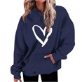 thumbnail image 1 of Lmnyox Women's Long Sleeve Sweatshirts Oversized Heart Print Hooded Sweatshirt with Pocket Valentine's Day Clothes, 1 of 5