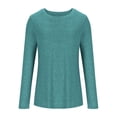 thumbnail image 1 of Lmnyox Women's Long Sleeve Tops Fashion Round Neck Basic T Shirt Fall Casual Solid Color Pullover Shirts, 1 of 8